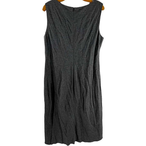 Lafayette 148 Gray Ruffle Front Stretchy Sheath Dress Size 14 EUC - Picture 4 of 6